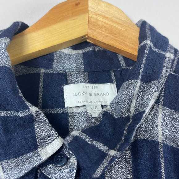 Lucky Brand Women's Blue Plaid Button-Front Shirt - L - Picture 2 of 6